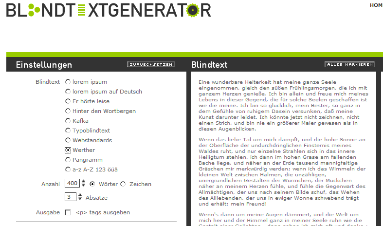 Blindtext Generator http://www.blindtextgenerator.de