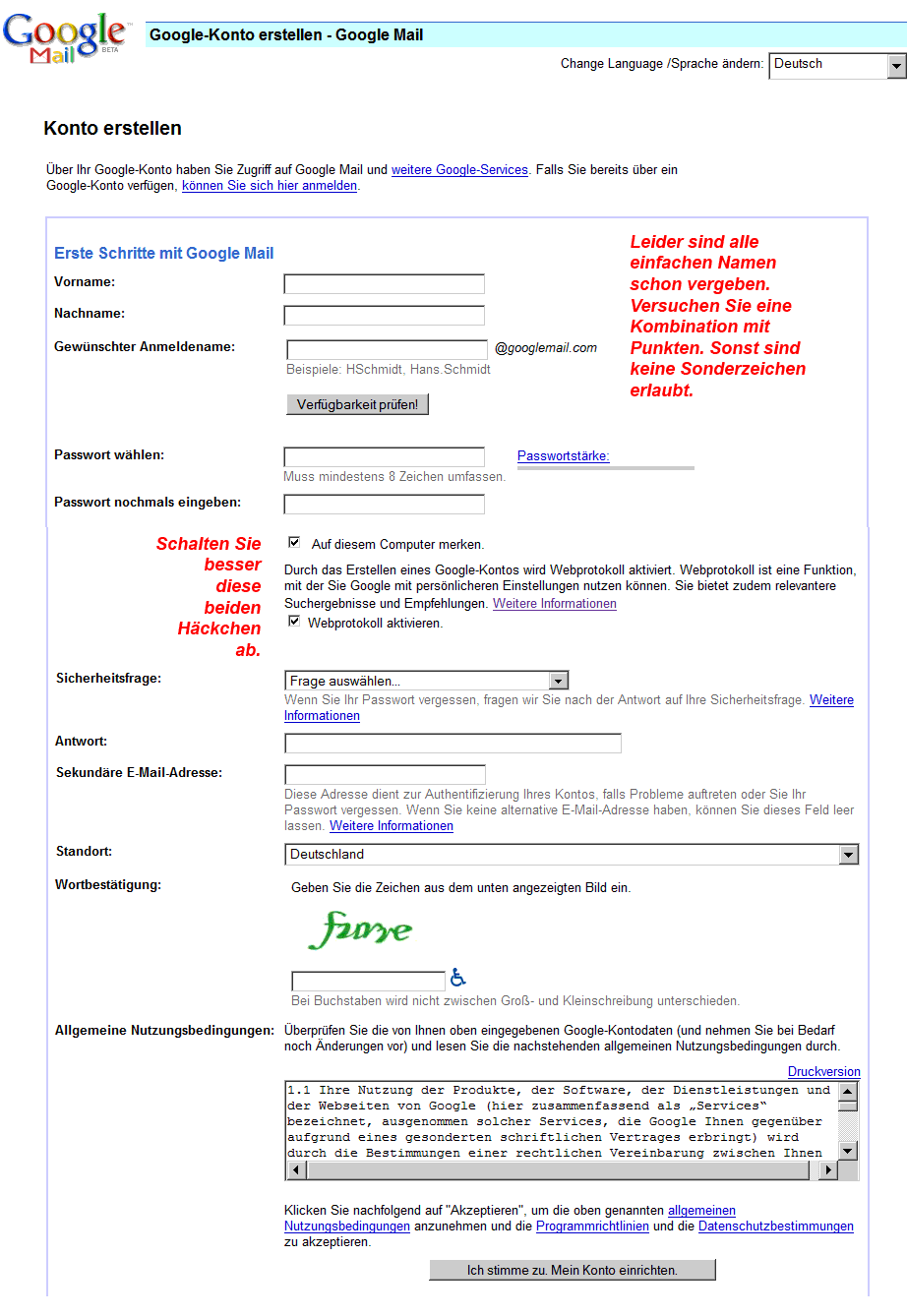 Google-Mail Anmeldung