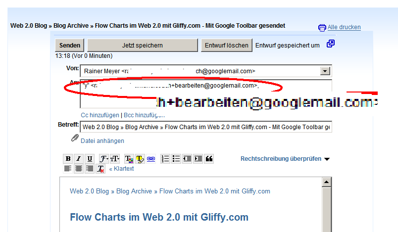 Senden an Screenshot Mail