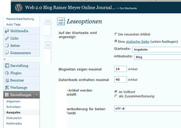 startseite-wordpress Startseite mit WordPress einstellen
