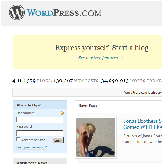 Wordpress.com Homepage