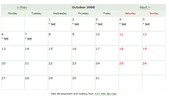Kalender im Blog