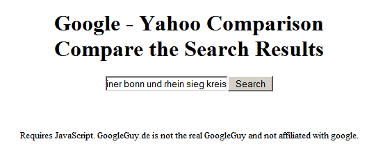 Paralleler Vergleich Google und Yahoo