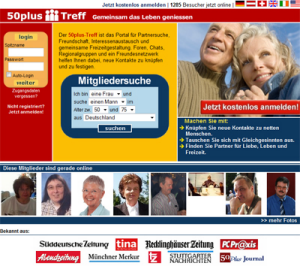 screenshot-50plus Screenshot der Plattform