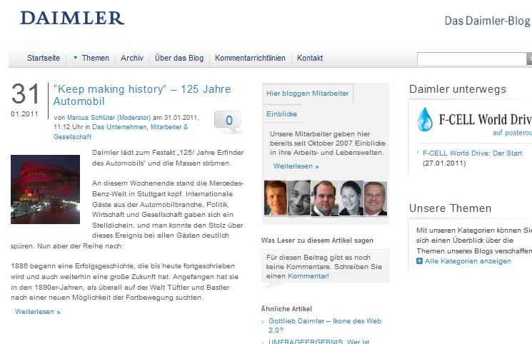 daimler-blog Daimler Corporate Blog im Januar 2011