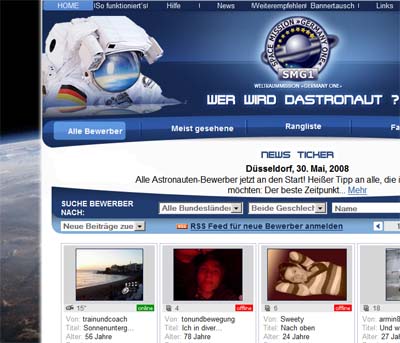 text Website zum Weltraum
