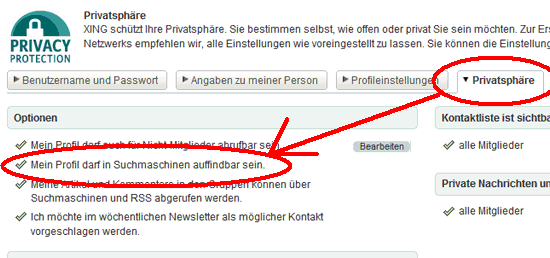 Google findet XING Profil XING Profil per Google